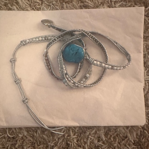Turquoise and Silver Wrap Bracelet - Picture 3 of 5